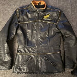 Honda Black Leather Bomber Motorcycle Jacket & Pants Set